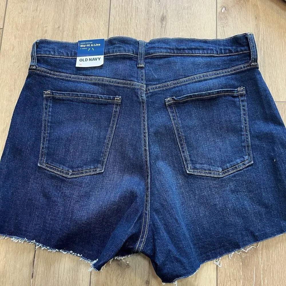 Old Navy‎ Higher High Rise Sky Hi A Line Shorts Size 16 NEW Stretch Buttonfly